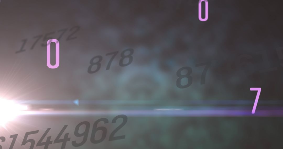 Abstract Floating Numbers on Dark Background with Light Effects