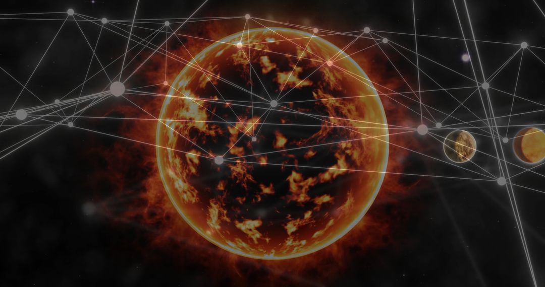 Globe with Digital Network of Connections in Space