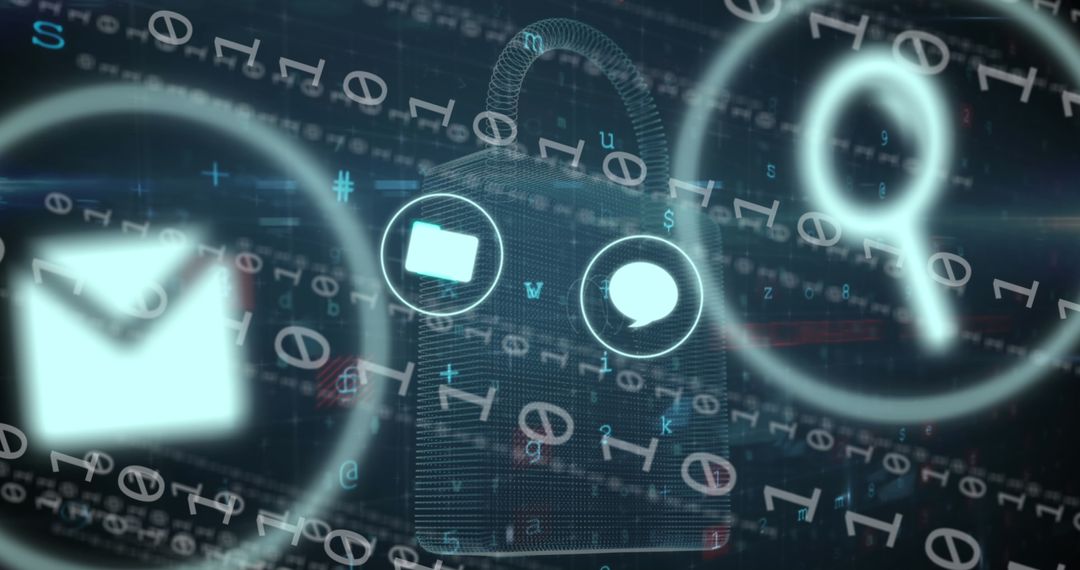 Cybersecurity Concept with Lock and Digital Icons