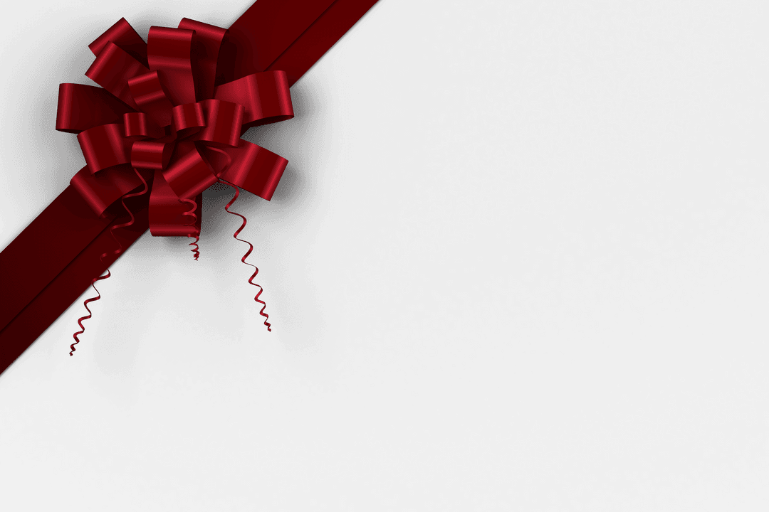 Transparent Red Bow with Curled Ribbons for Christmas Decoration