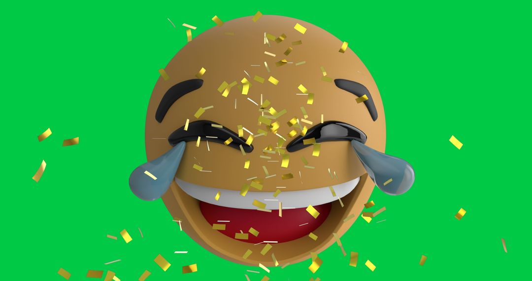 Celebratory Emoji with Confetti on Green Screen