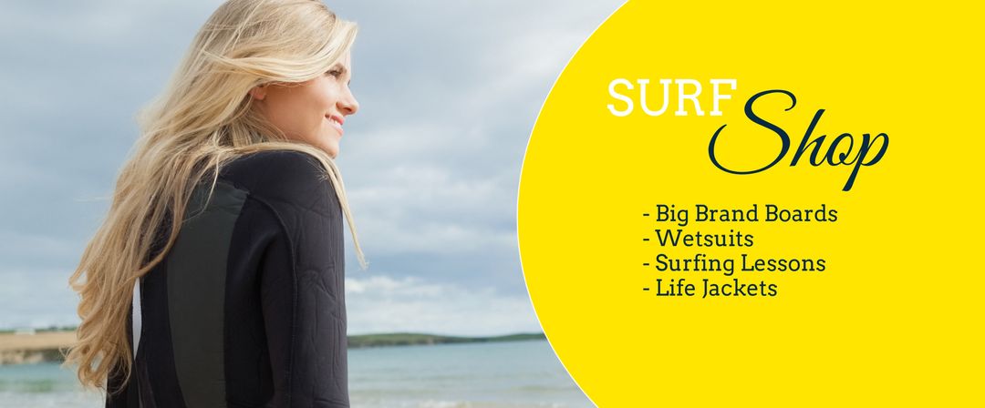Woman gazing at sea evokes adventure for surfing ad