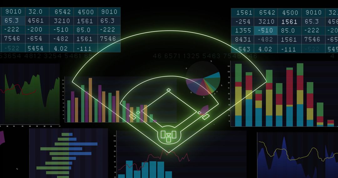Neon Stadium Design with Data Analytics Overlay