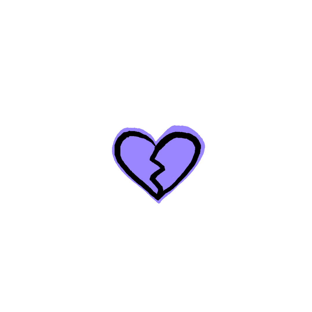 Transparent Purple Heart Icon with Crack Symbolizing Emotion and Vulnerability