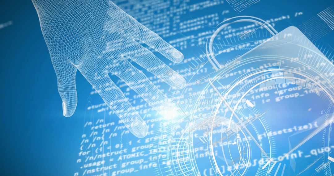 Cyber Security Concept with Digital Hand and Lock Icons