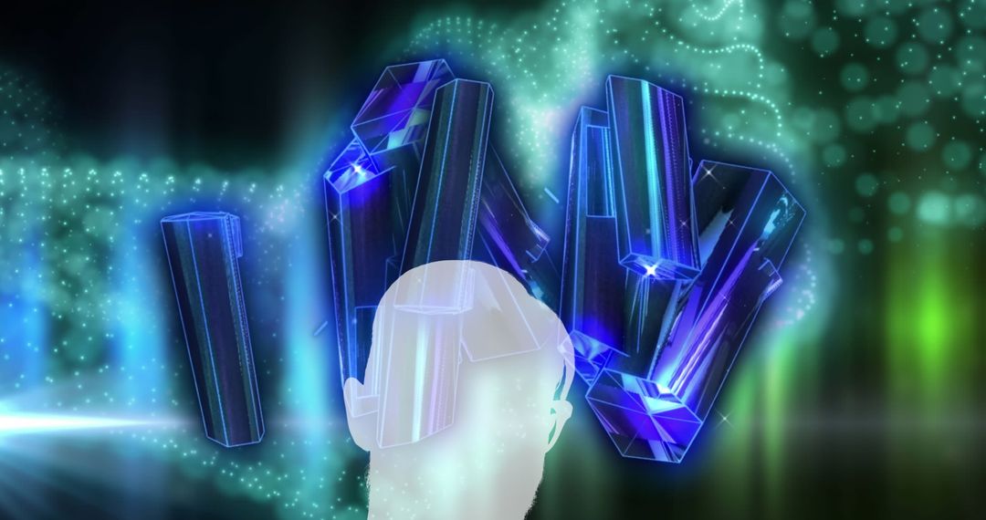 Abstract Digital Crystals and Lights with Futuristic Design