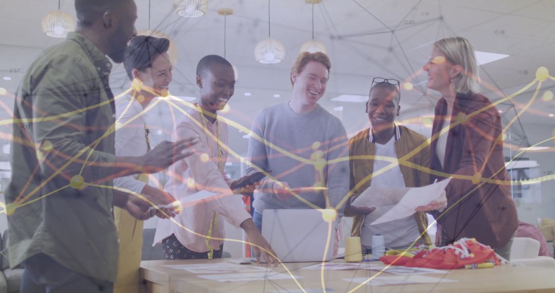 Diverse Team Collaborating on Business Strategy with Visual Data