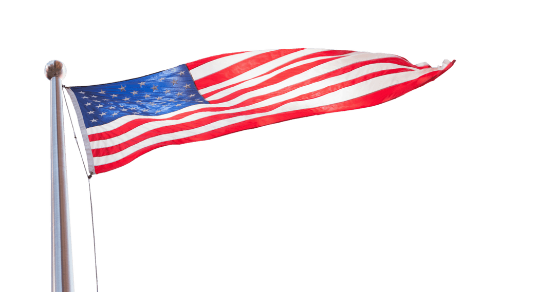 American Flag Waving with Transparent Background