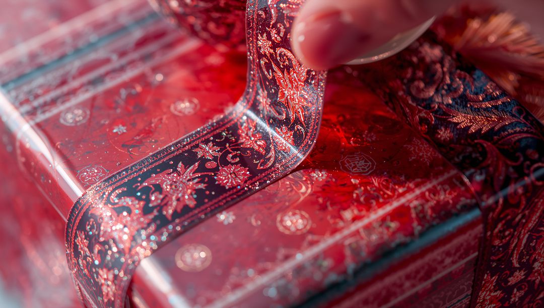 Elegant Red Gift Box with Intricate Ribbon Detail