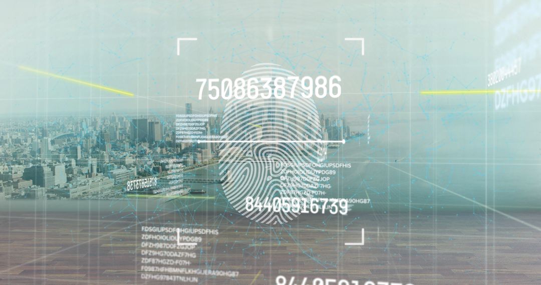 Digital Fingerprint and Data Over Cityscape Concept