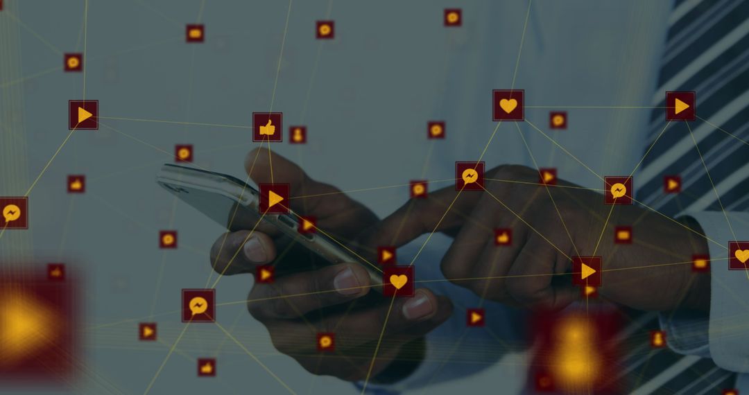 Businessman Using Smartphone with Social Media Integration