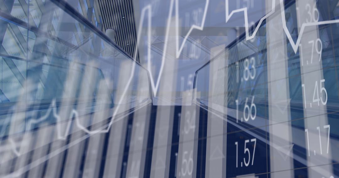 Abstract Financial Data Overlaying Modern Architecture