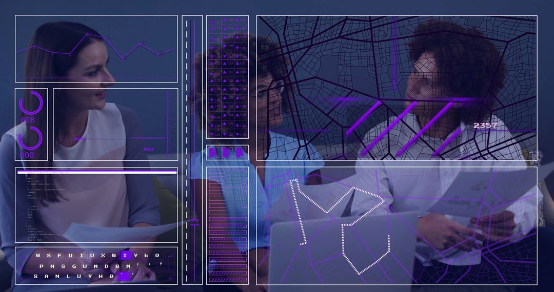 Innovative Team Collaboration with High-Tech Data Visuals