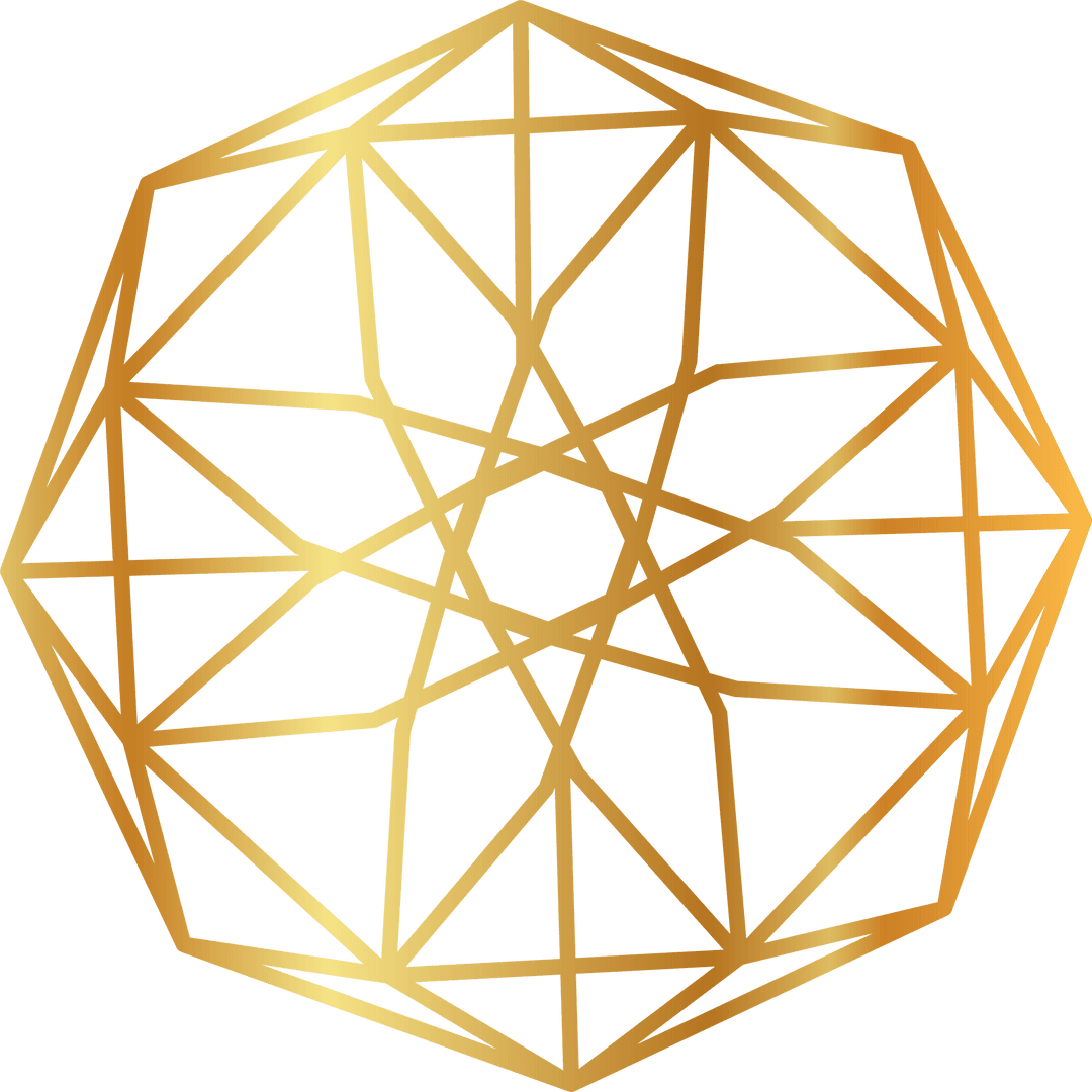 Golden Star Polygon Rosette on Transparent Background Vector