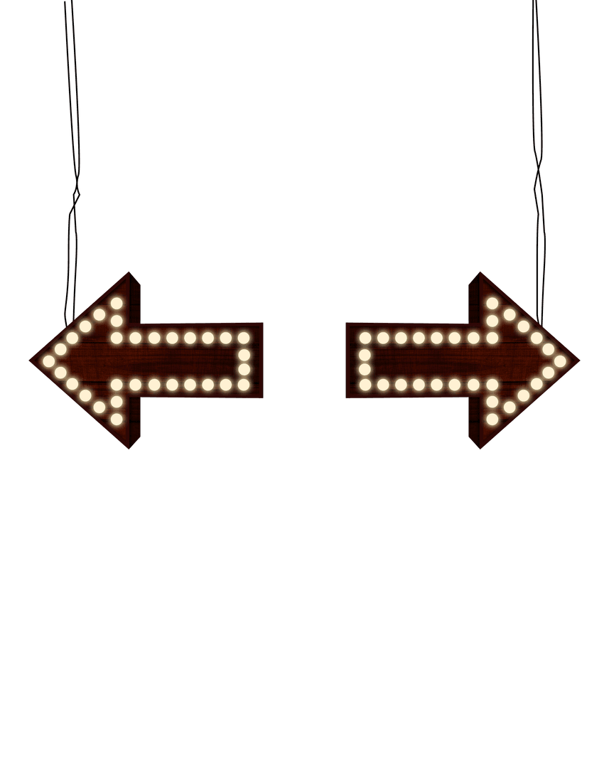Retro Illuminated Arrows Transparent Sign