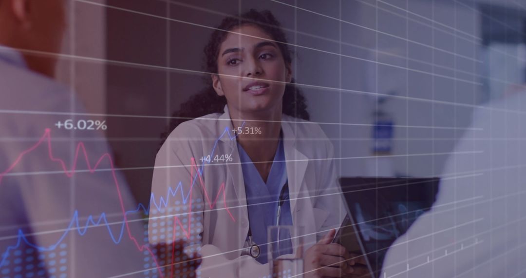 Doctor Collaborating with Colleagues on Data Trends in Healthcare