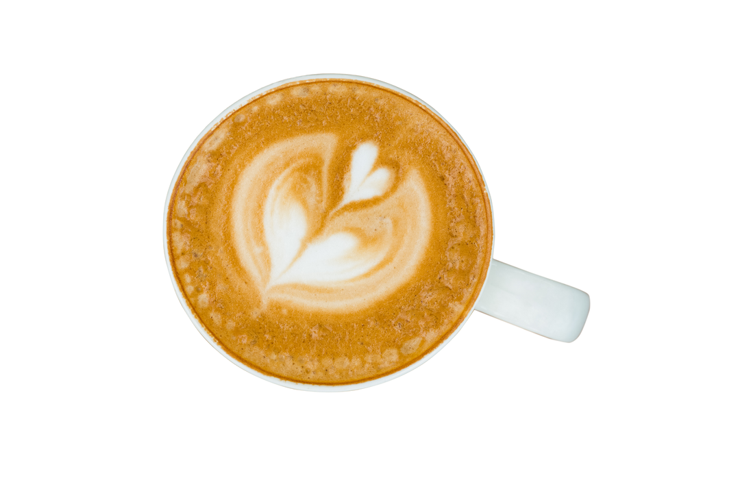 Top view of a transparent coffee cup with perfect cappuccino latte art - Download Free Stock Images Pikwizard.com