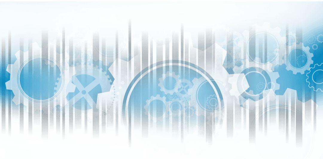 Digital Gears on Transparent Background with Blue Tones