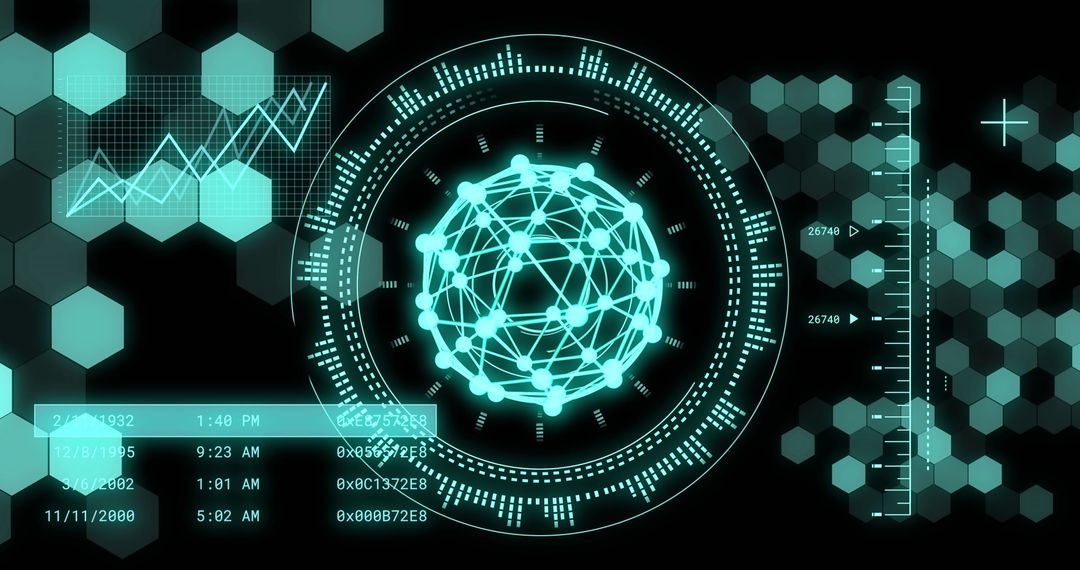 Futuristic Digital Tech Interface Visualizing Data Network