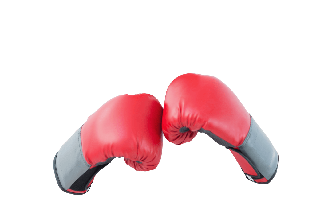 Red Boxing Gloves on Transparent Background Close Up