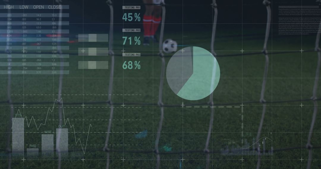 Soccer Analytics Screen Over Net with Athlete and Diagram