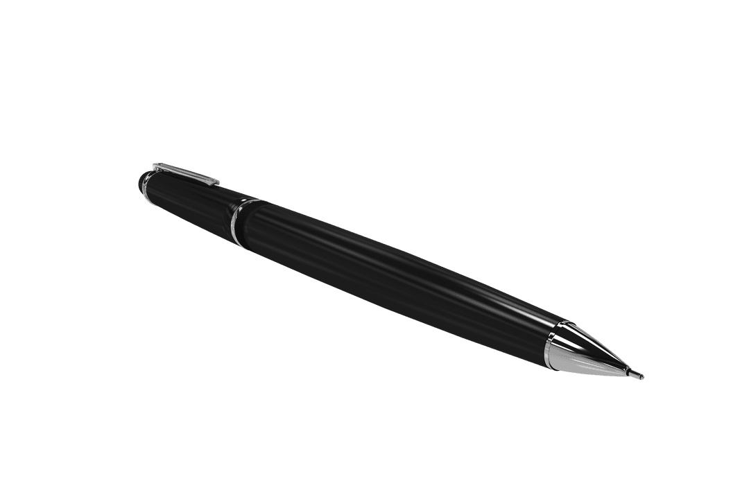 Black and Silver Pen on Transparent Background for Creative Projects