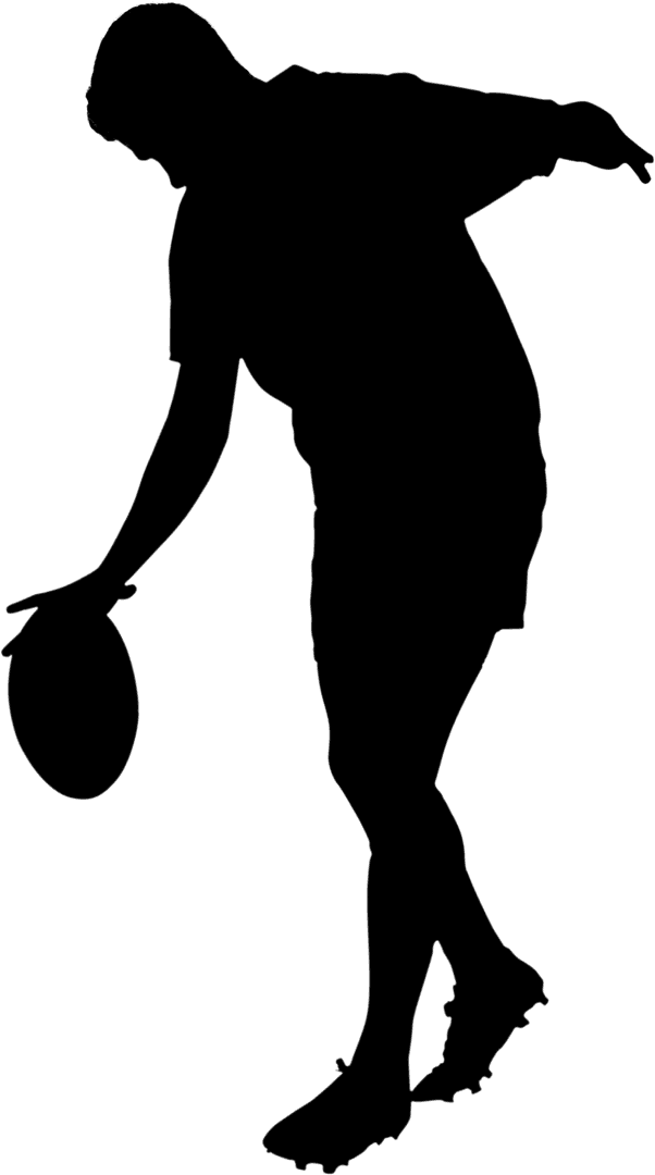 Rugby Player Holding Ball in Hand with Transparent Background