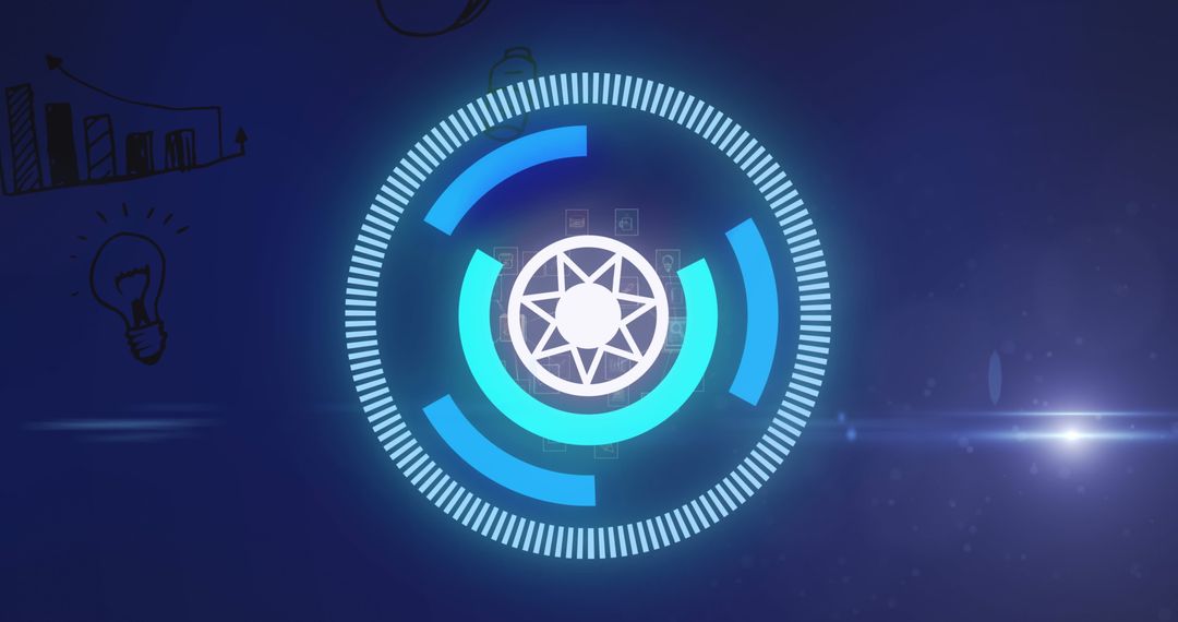 Futuristic Digital Interface with Spinning Processing Circle