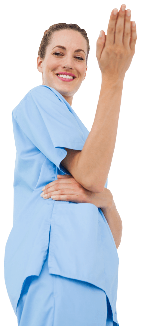 Smiling Female Doctor Posing Cheerfully on Transparent Background