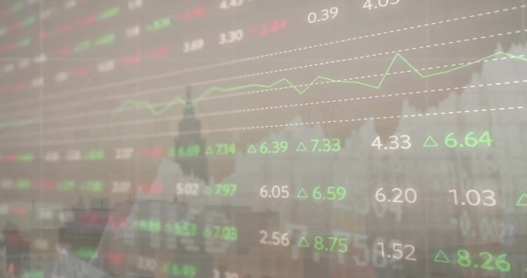 Financial Data Processing Over Cityscape Concept