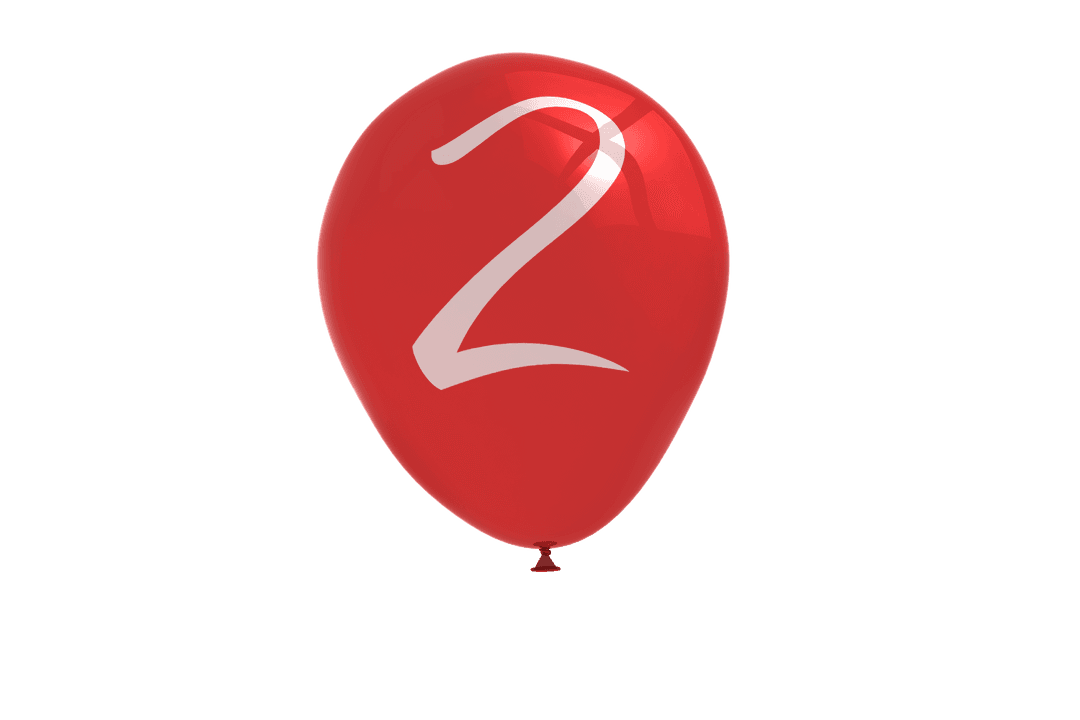 Transparent Red Balloon Featuring Number 2 for Celebrations
