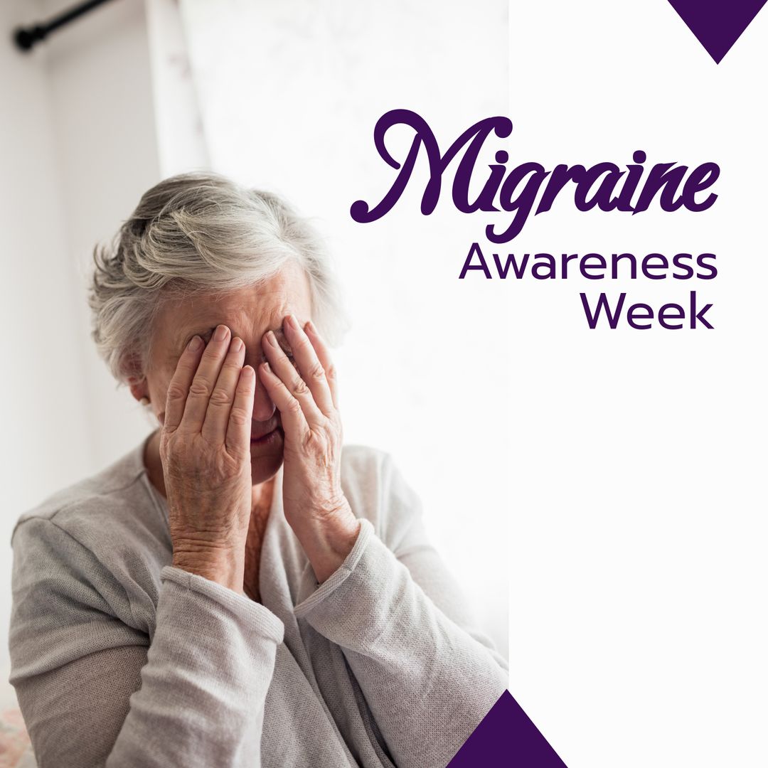 Senior Woman Suffering Migraine for Migraine Awareness Week - Download Free Stock Templates Pikwizard.com