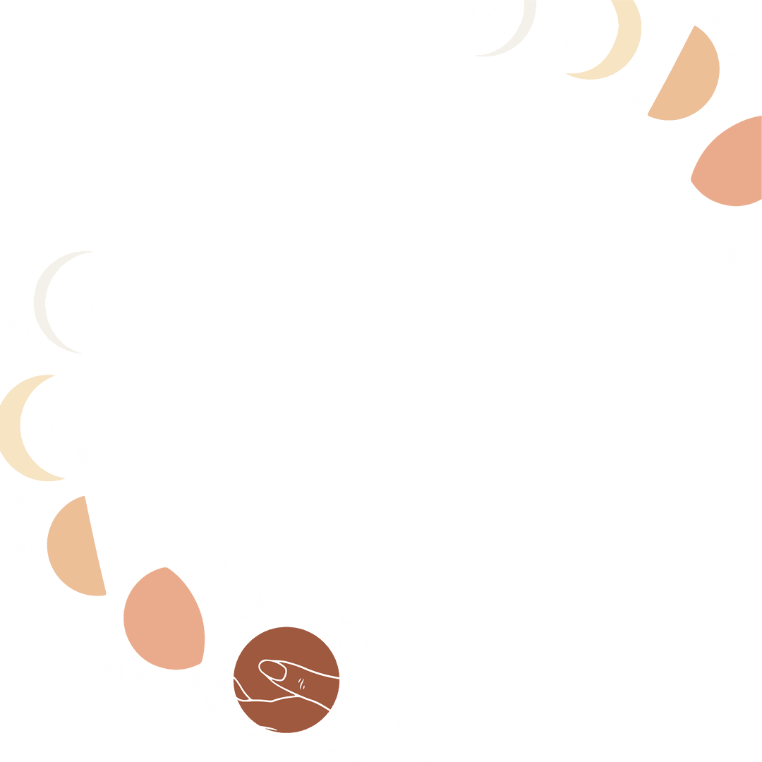Mystical Lunar Phases with Hand and Stars on Transparent Background