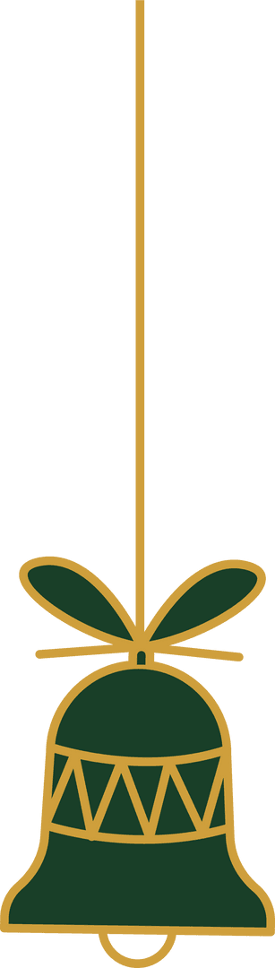 Elegant Gold Christmas Bell with Ribbon on Transparent Background