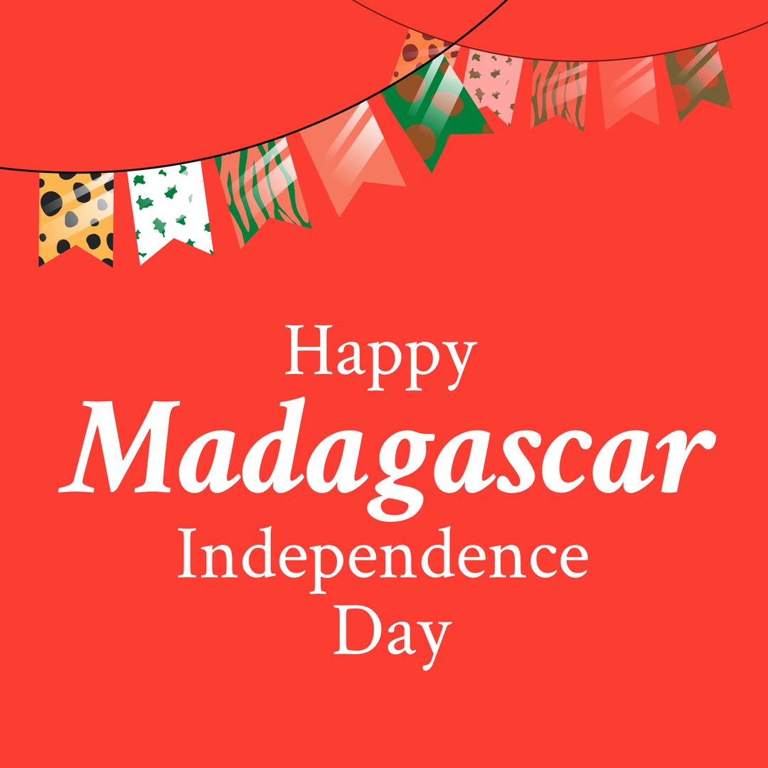Madagascar Independence Day Celebration with Colorful Buntings on Red