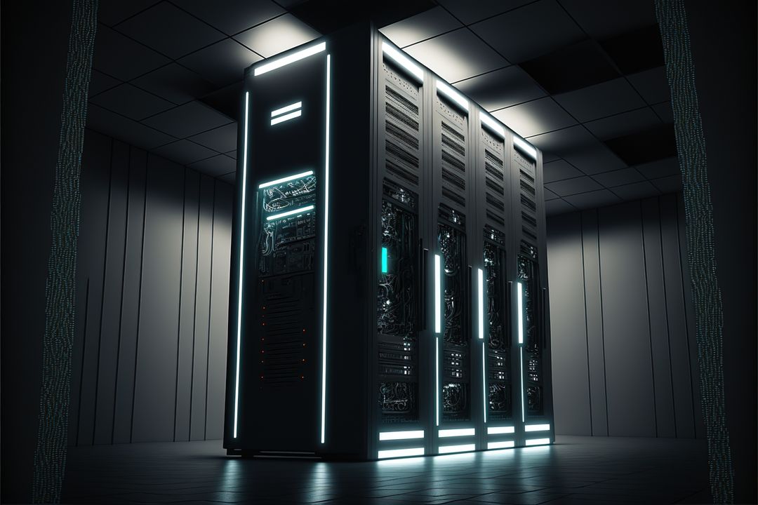 Image of empty server room, created using generative ai technology - Free Images, Stock Photos and Pictures on Pikwizard.com