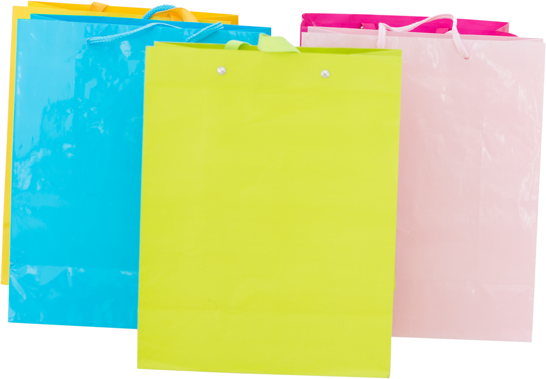 Colourful Gift Bags with String Handles Isolated Transparent Background - Download Free Stock Images Pikwizard.com