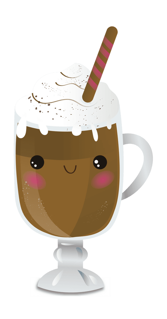 Smiling Hot Chocolate with Cream Transparent Background