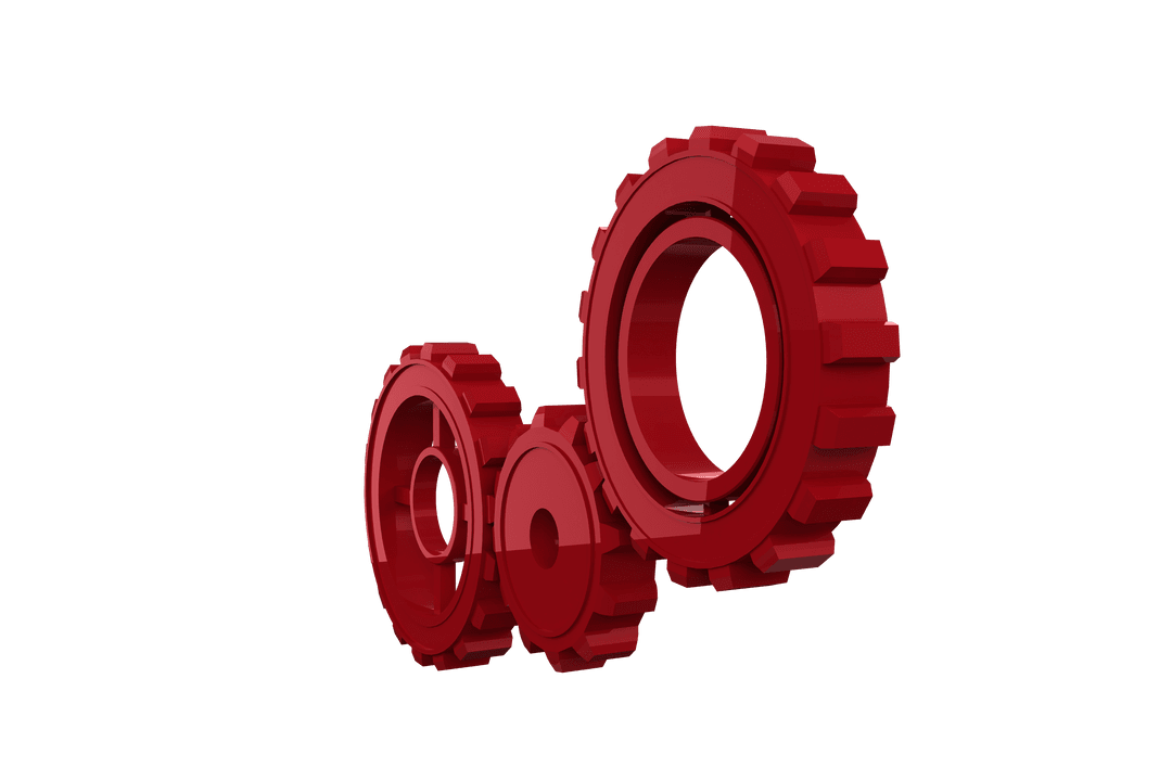 Red Cogs Illustration on Transparent Background