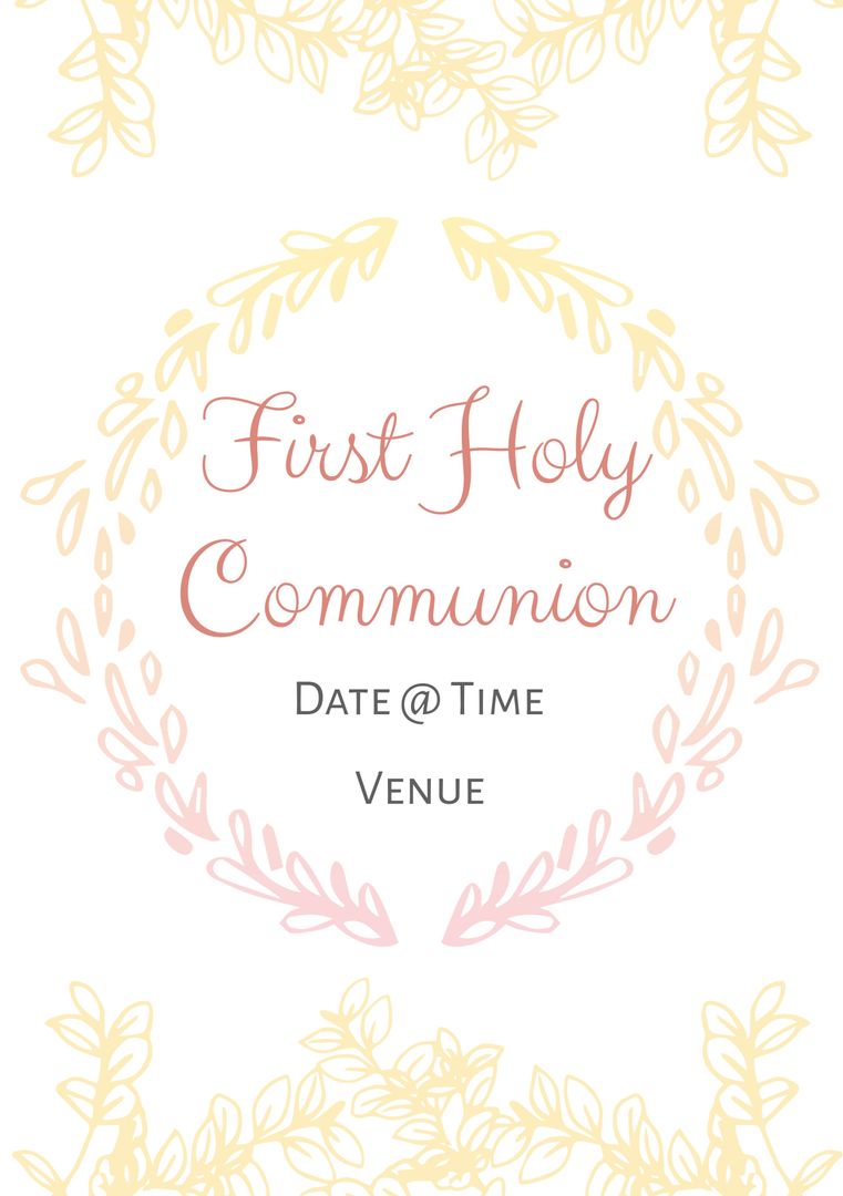 Elegant First Holy Communion Invitation with Floral Wreath Design