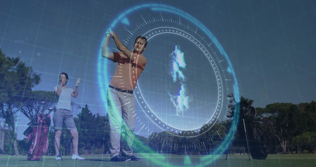 Technologically Enhanced Golfing Experience on Lush Green Fairway