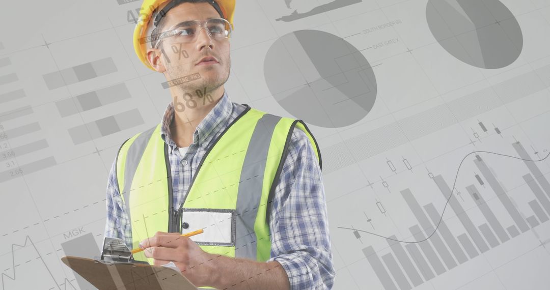 Engineer Analyzing Data in Construction Environment