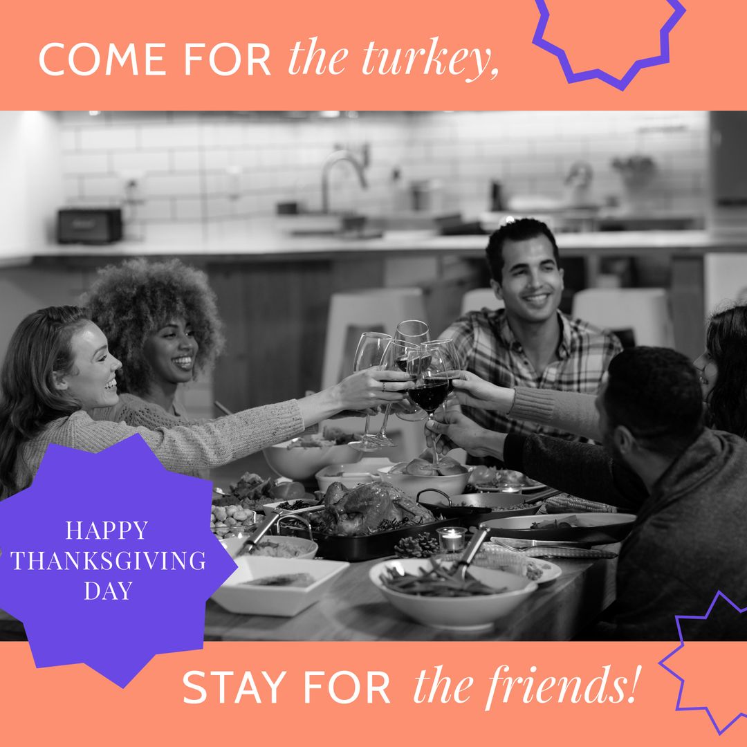 Diverse Friends Celebrating Thanksgiving Together