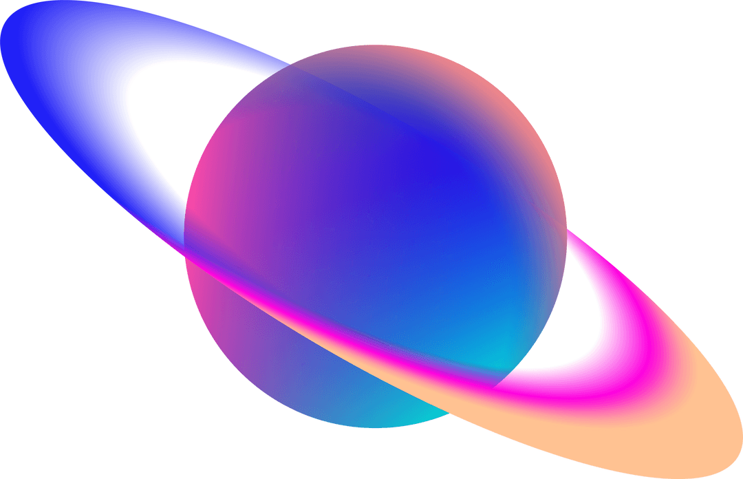 Futuristic 3D Stylized Planet with Gradient Ring on Transparent Background