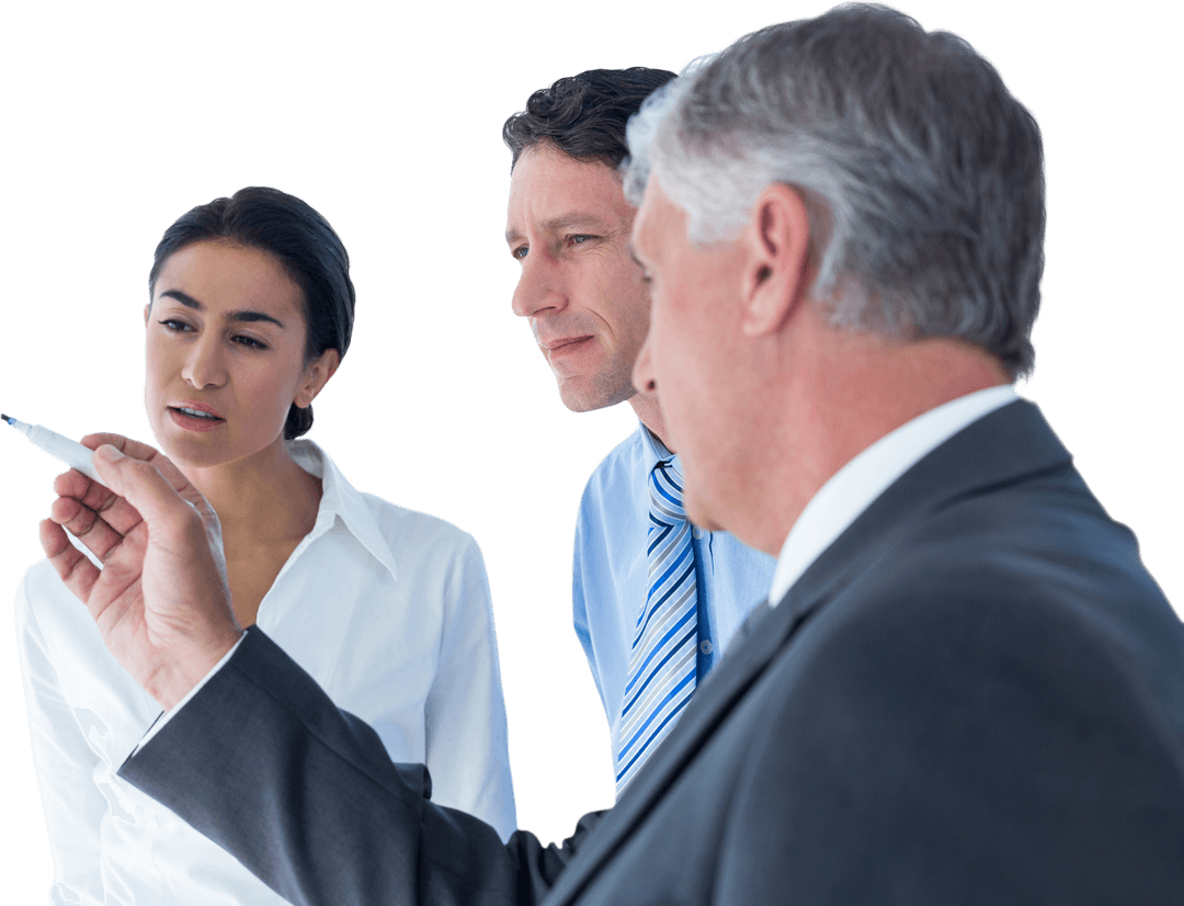 Transparent Business Team Brainstorming in Office