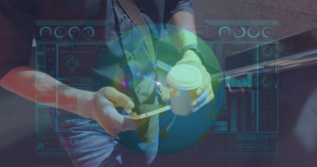 Digital Interface and Smartphone Connection Concept