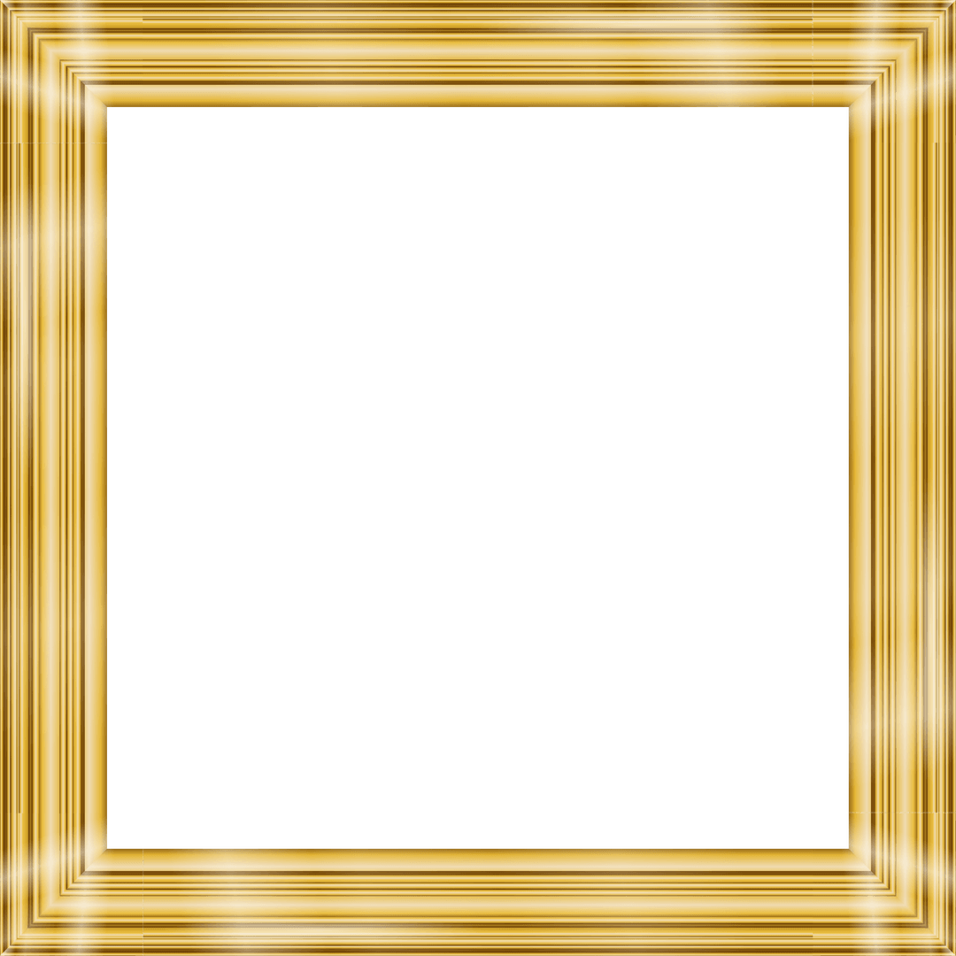 Ornate Gold Rectangular Frame on Transparent Background