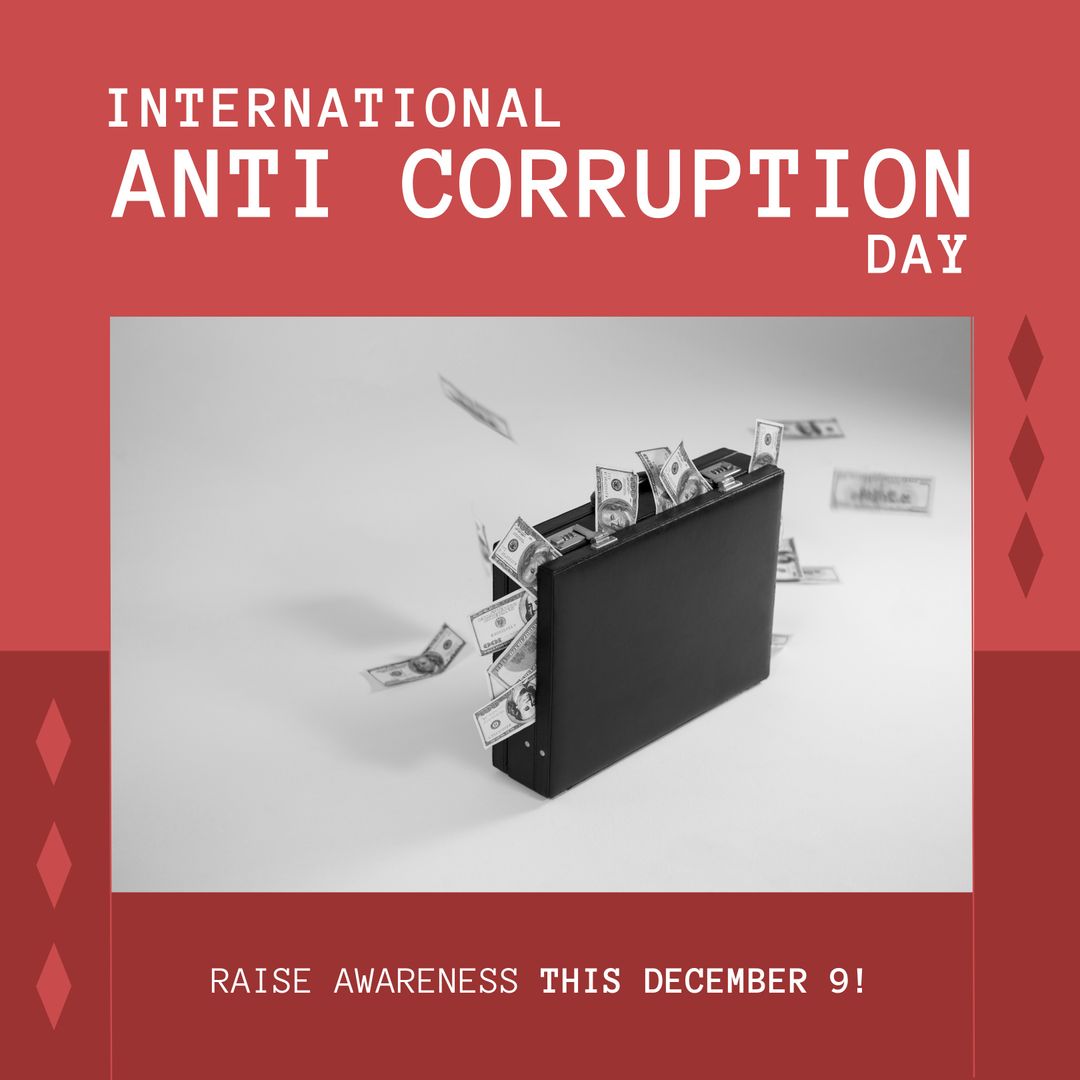 International Anti-Corruption Day Awareness with Money in Briefcase