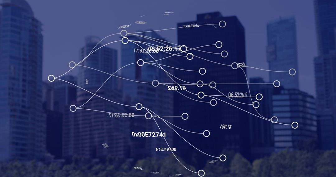 Futuristic Smart City with Digital Connectivity Elements