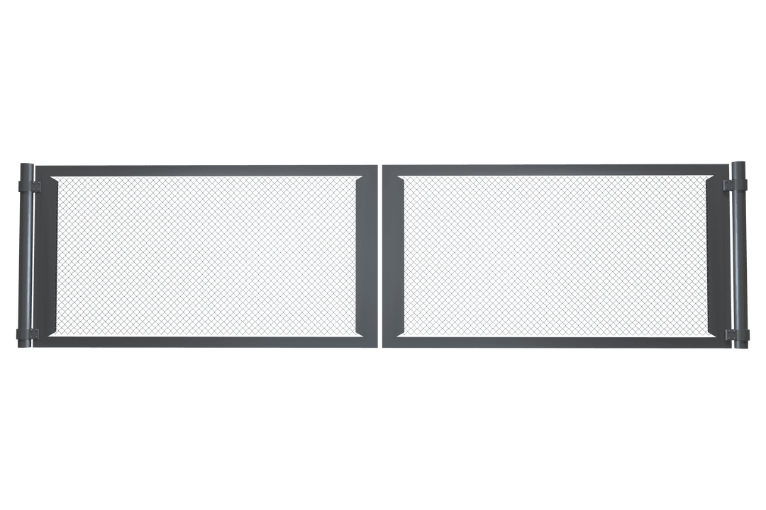 Transparent Wire Fence Panel with Metal Frame Illustration